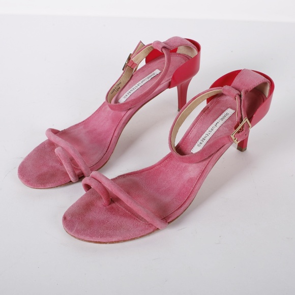 DVF pink patent sandals kitten heels size 10 M - Picture 1 of 6